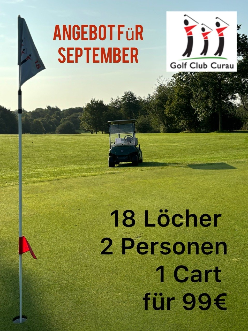 September-Gästeangebot! 2 Pers. 99,- incl Cart für 18 Löcher